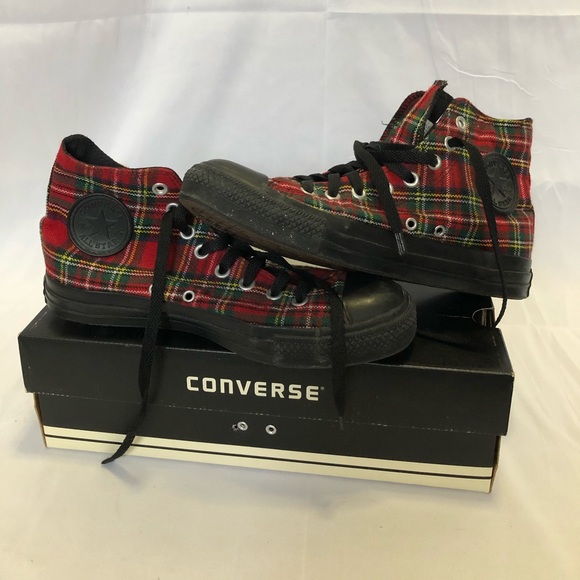 red plaid converse high tops